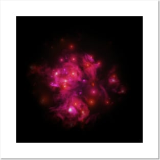 Red and pink nebula with young stars Posters and Art